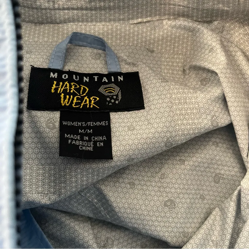 MOUNTAIN HARDWEAR Light Blue Jacket Epic Windbreaker Zip Hood Womens Size Medium - Image 8