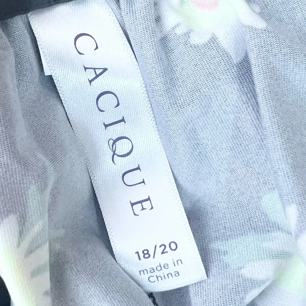 Cacique Daisy Floral Micro Romper With Picot Trim Size 18/20 Black Yellow - Image 10