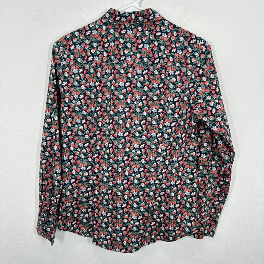 J Crew Liberty Fabric Floral Print Button Down Shirt Women's Petite 8 - Image 8