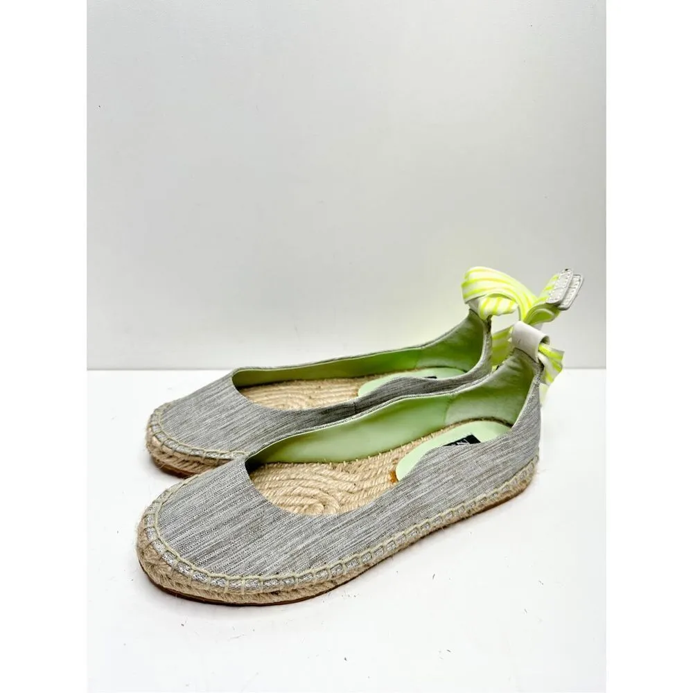 Zac Zac Espadrille Womens Size 5.5 Gray Green Slip On Ballet Flat With Ribbon - Image 2