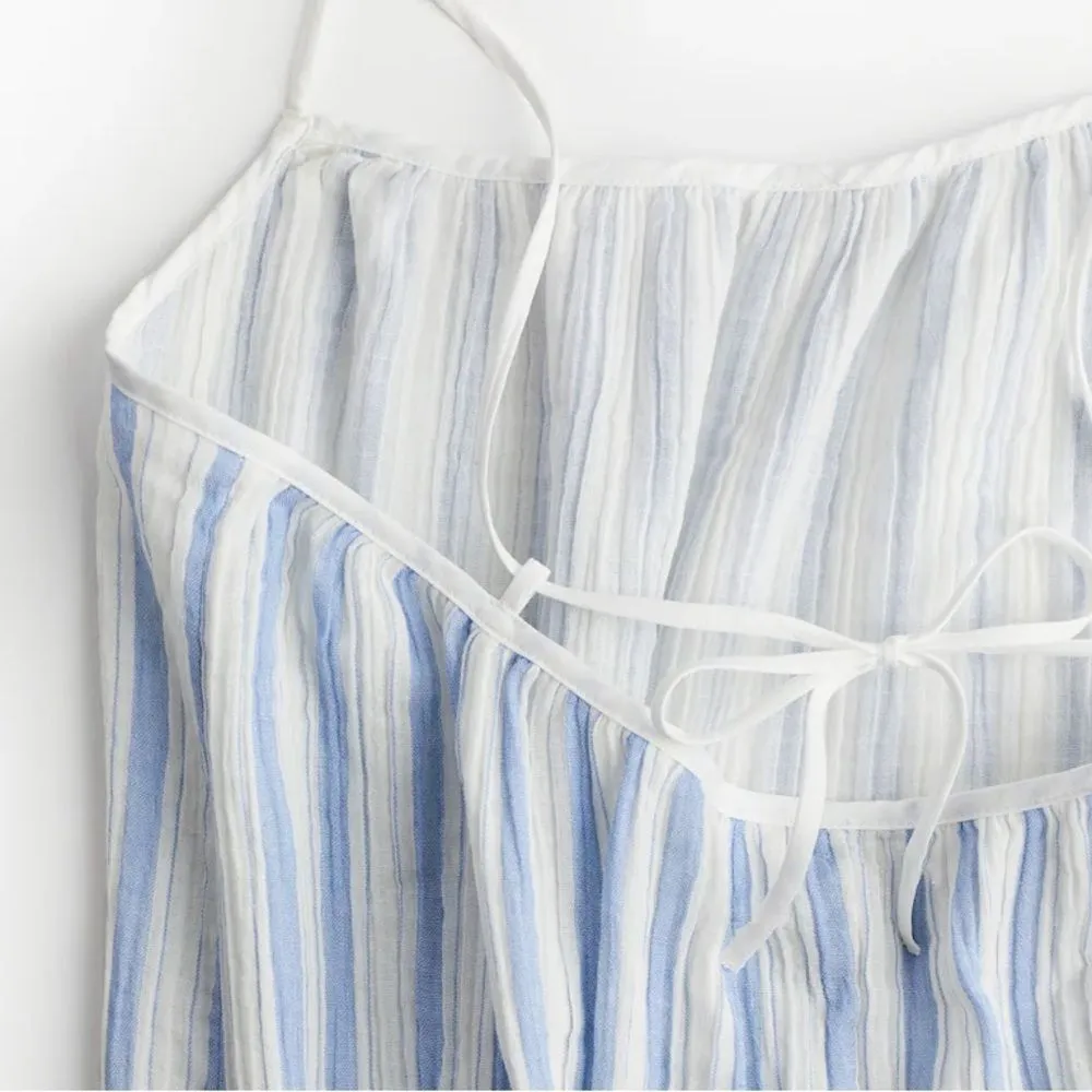 H&M Divided Tie Detail Easy Wear Midi Dress Blue and White Stripe - Image 5