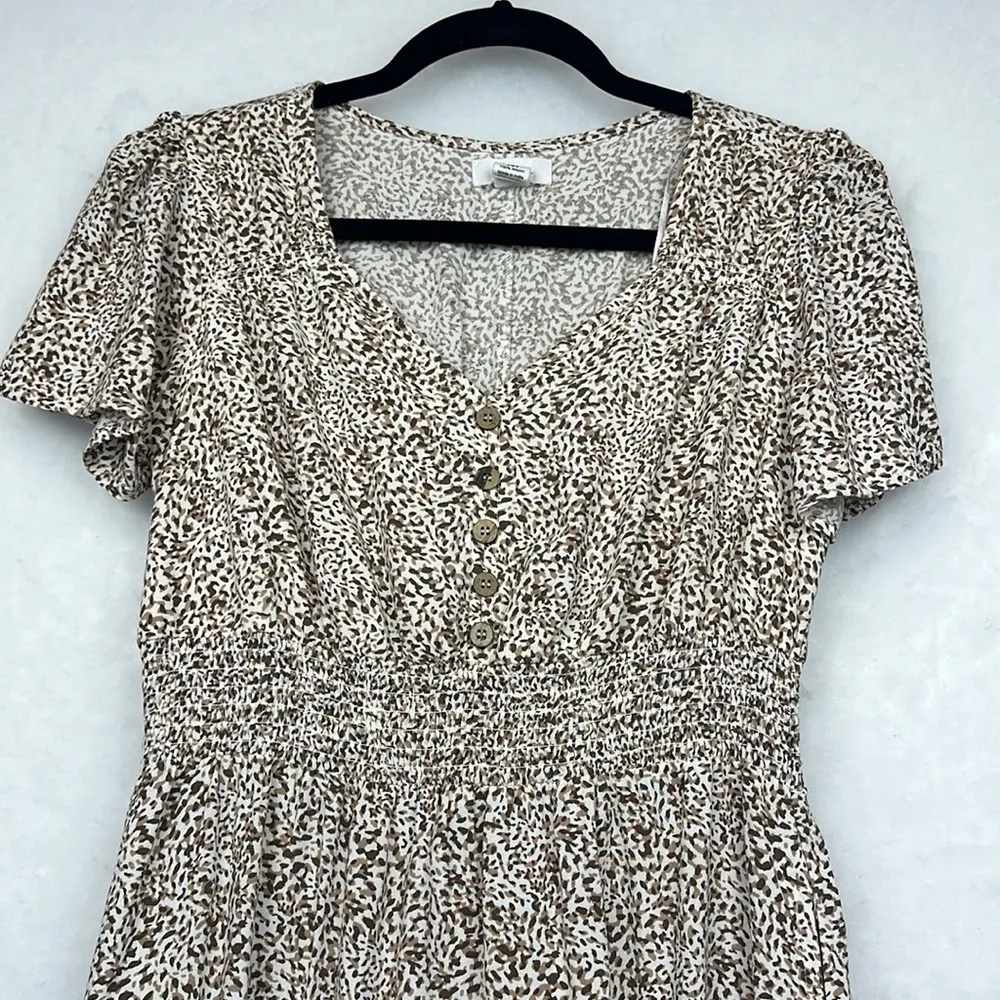 Boho Floral Print Maxi Dress Sz M Smoke Waist V - Image 2