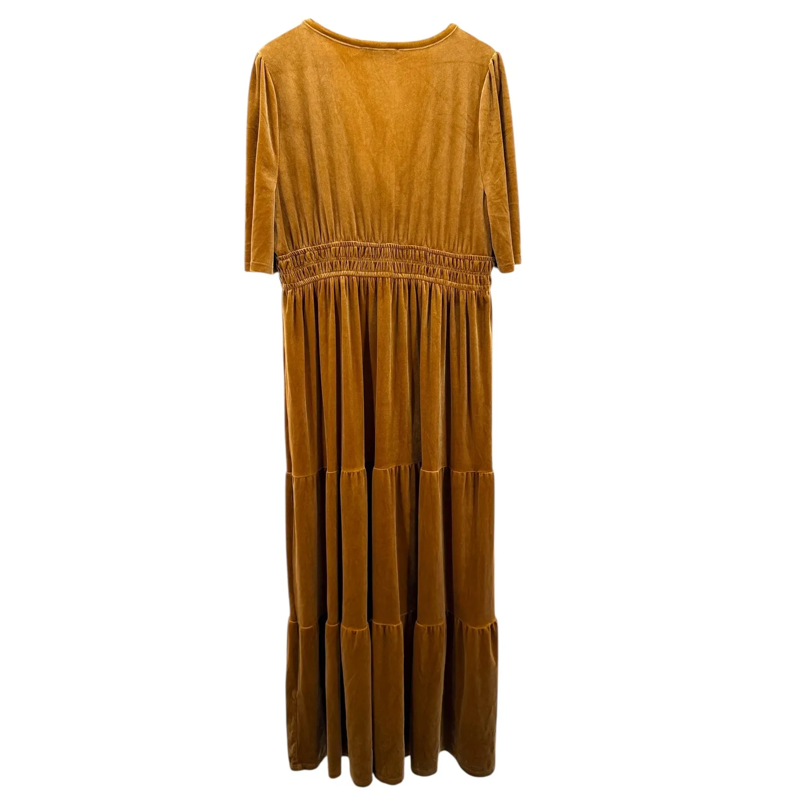 Baltic Born Artemis Velvet Maxi Dress Dark Gold Tiered Boho 3X Fairy Flowy Plus - Image 5