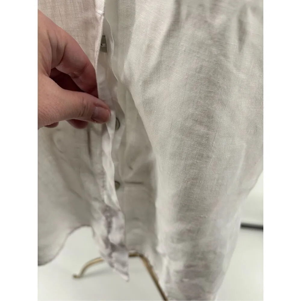 Chico's 00 No-Iron Top Women's Linen Button-Up Shirt 3/4 Sleeve Top White Size 2 - Image 4