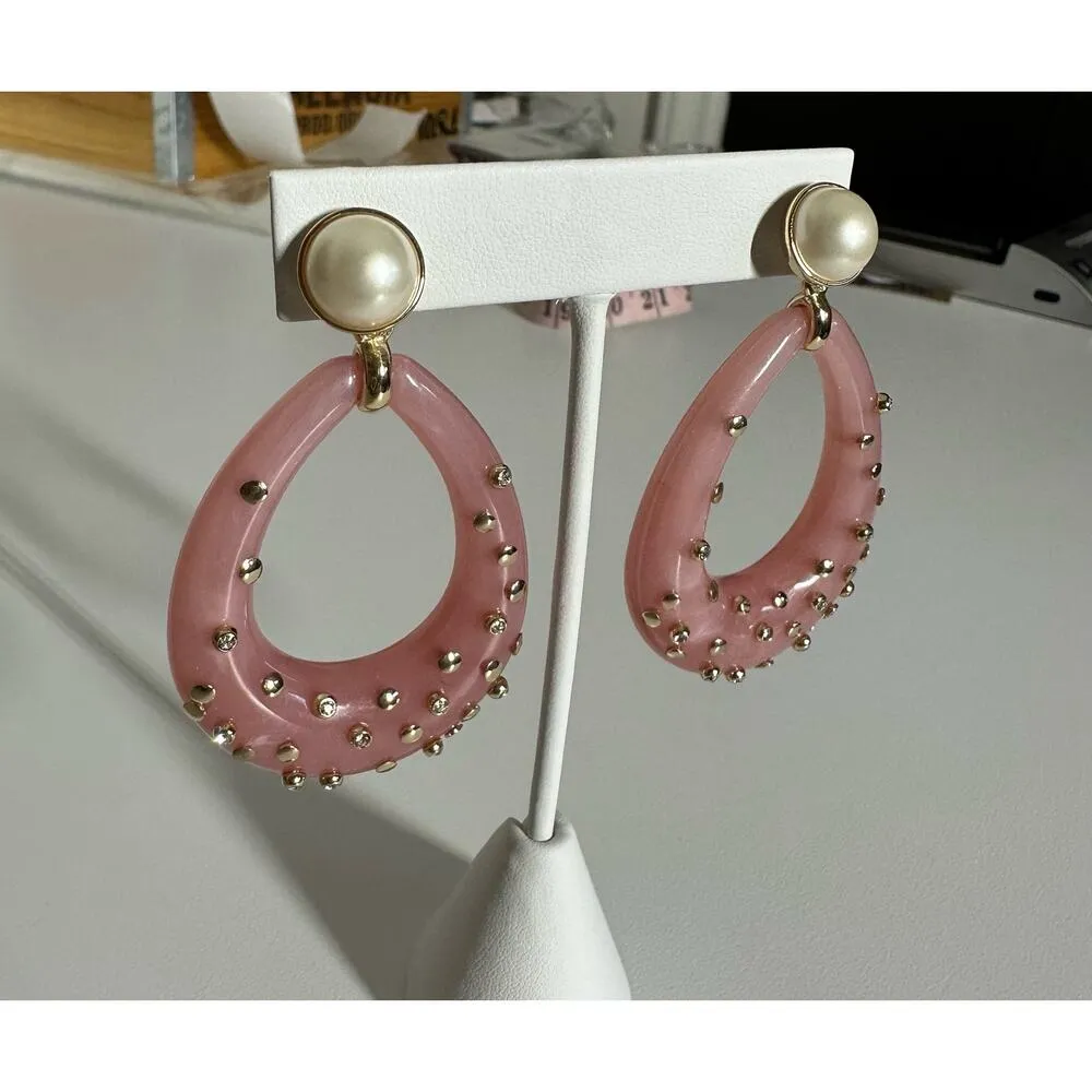 Stella & Dot Bisou Teardrop Pink Pearl Earrings 2 in 1 Valentine's Day Glam - Image 3