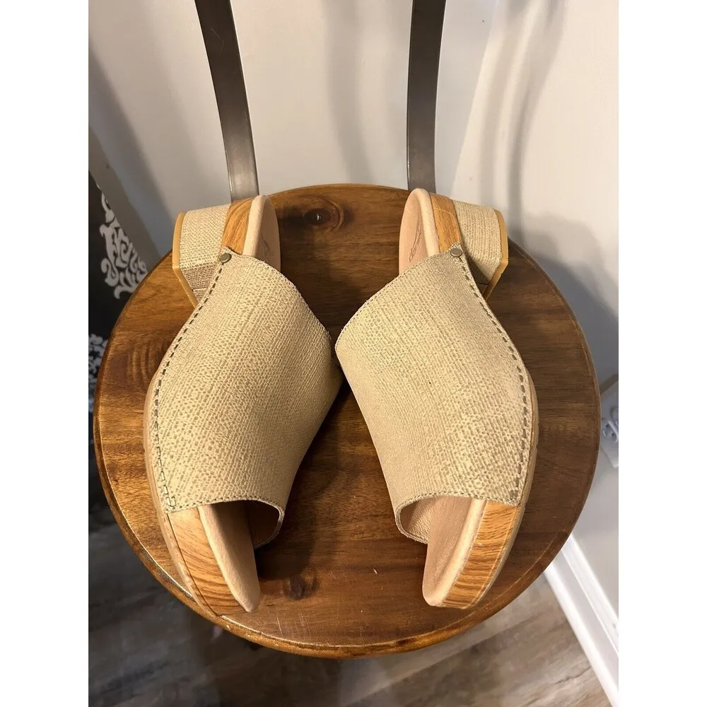 DANSKO Maci Open Toe Platform Mule Women’s 11 EU 42 Taupe Leather Block Heel - Image 5