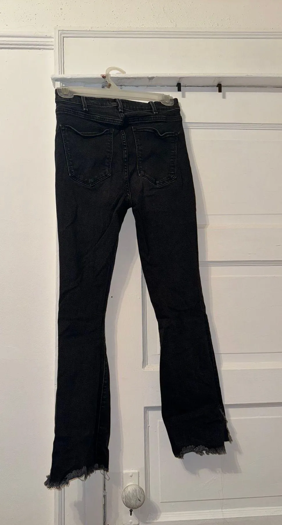 Black High Rise Ankle Flare Jeans - Image 3