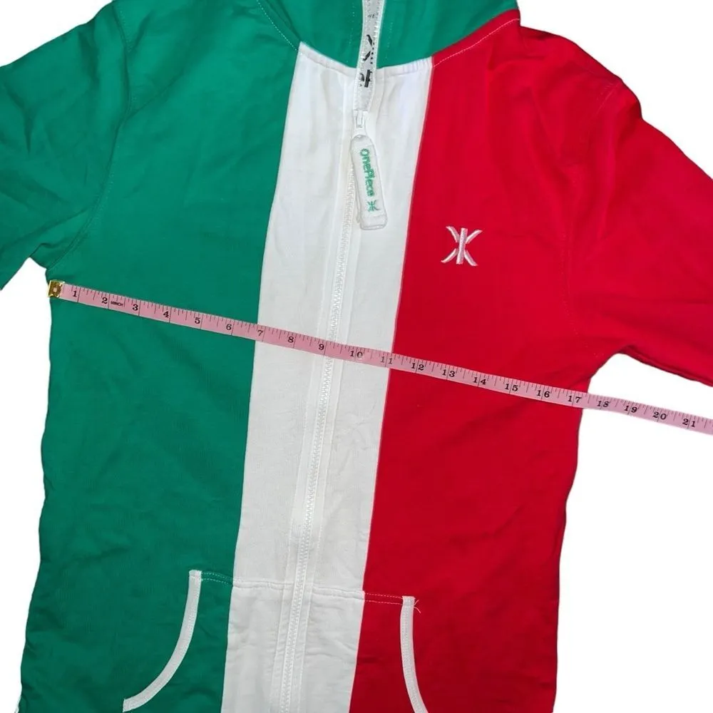 Norwegian OnePiece Zip Up Hooded Jumpsuit Italy Flag Colors Red Green White Smal - Image 7