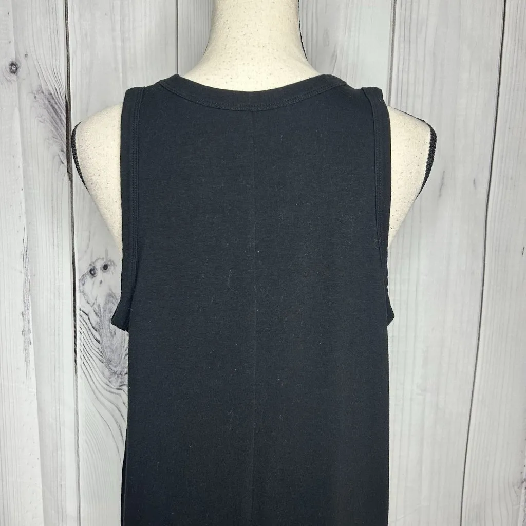 A New Day Ribbed Tank Dress Knit Black Sleeveless Size L Stretch - Image 8