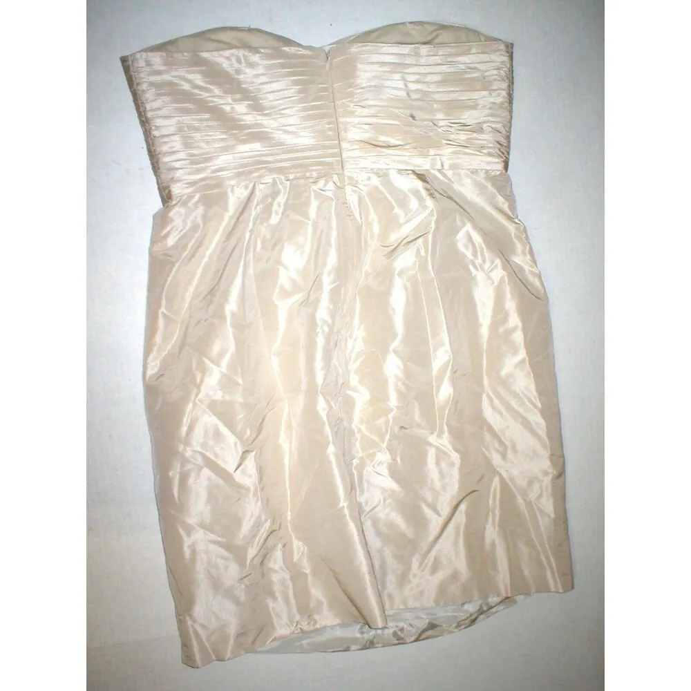 New Womens J Crew Dress Silk Taffeta Strapless Champaign Beige 14 NWT Kristin - Image 4