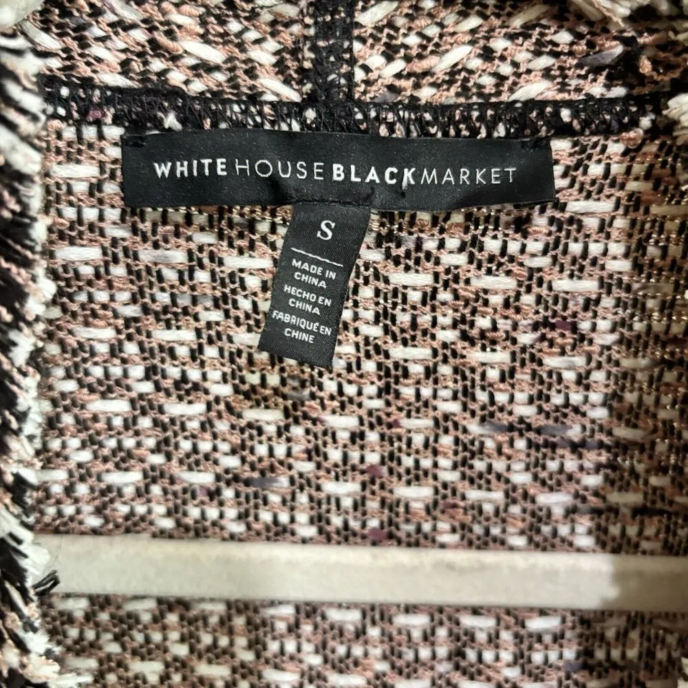 White House Black Market Sweater Jacket Womens Small Multicolor Tweed Open Drape - Image 7