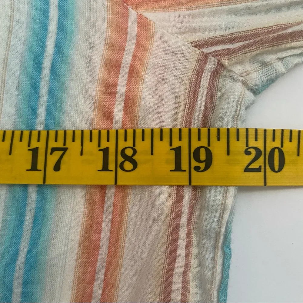 Sundance Top Striped Pop Over Long Sleeve Tunic Cotton Beach Vacation Medium - Image 7