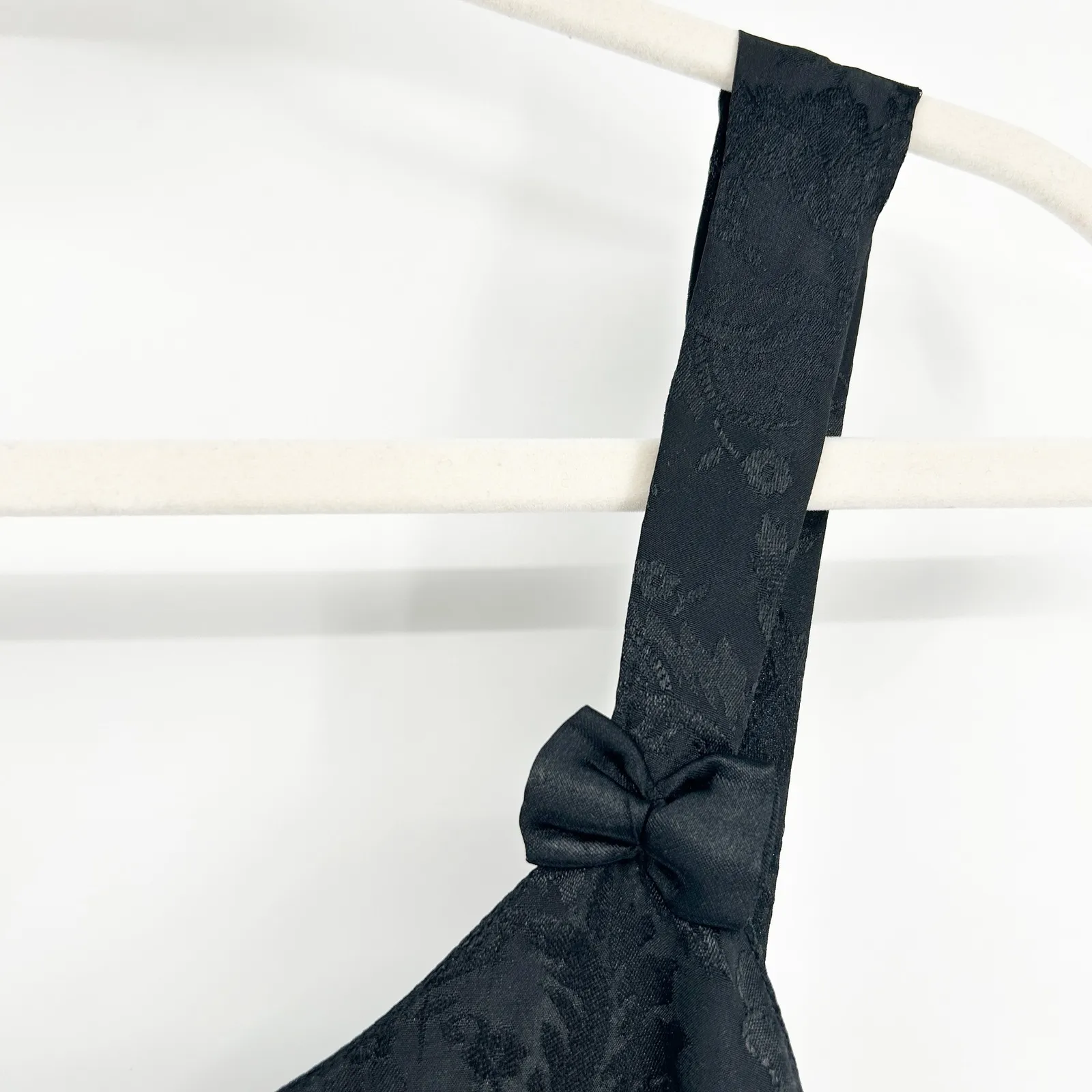 Womens Vintage 90s Whimsigoth Dark Romantic Black Floral Jacquard Dress Size L Size L - Image 3