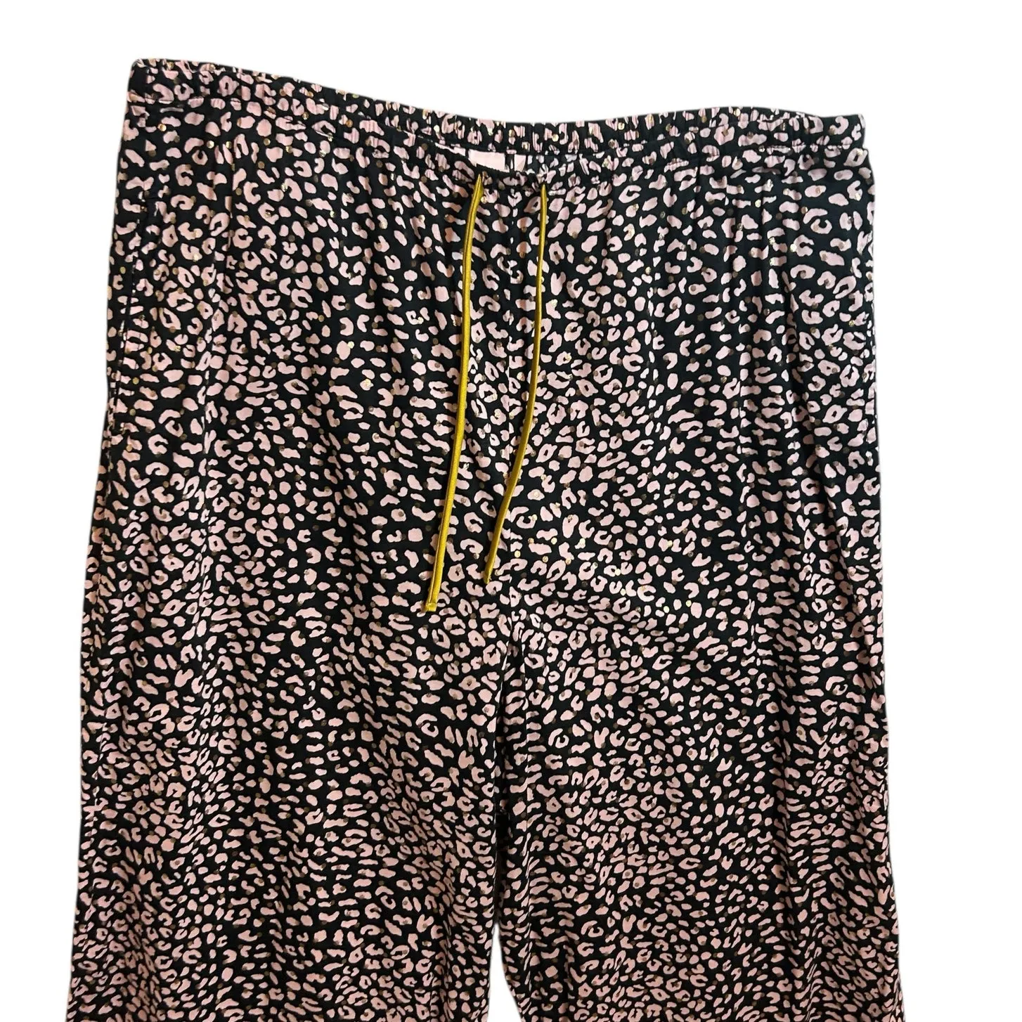 Y2K Victoria's Secret Lounge Pants XL‎ Animal Print Adjustable Gold Lace Hem - Image 6