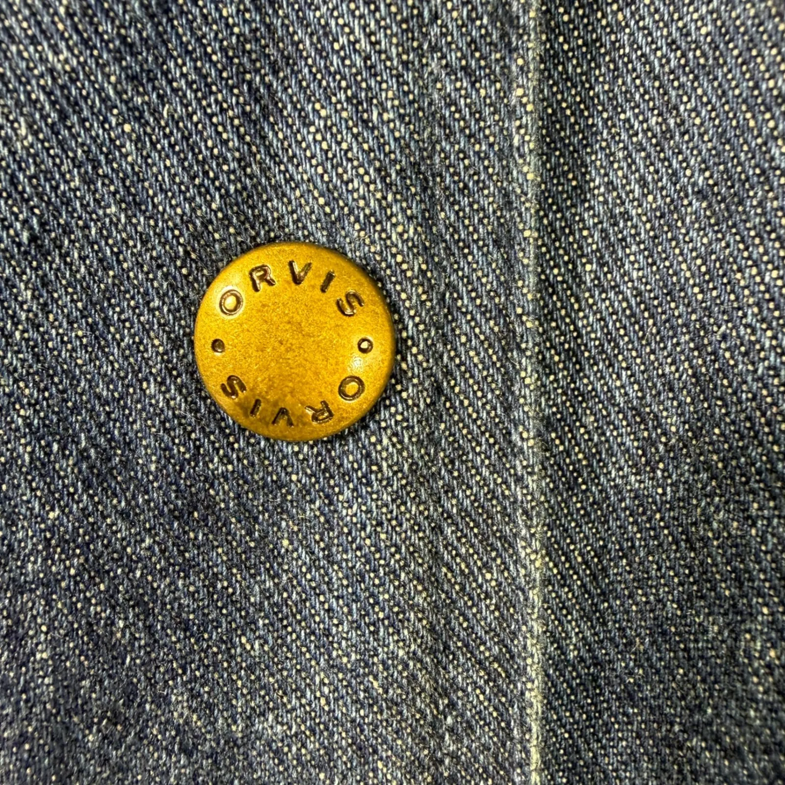 Vtg Orvis Denim Jacket Womens 8 Chore Coat Barn Jacket Cotton Blue Button Front - Image 4