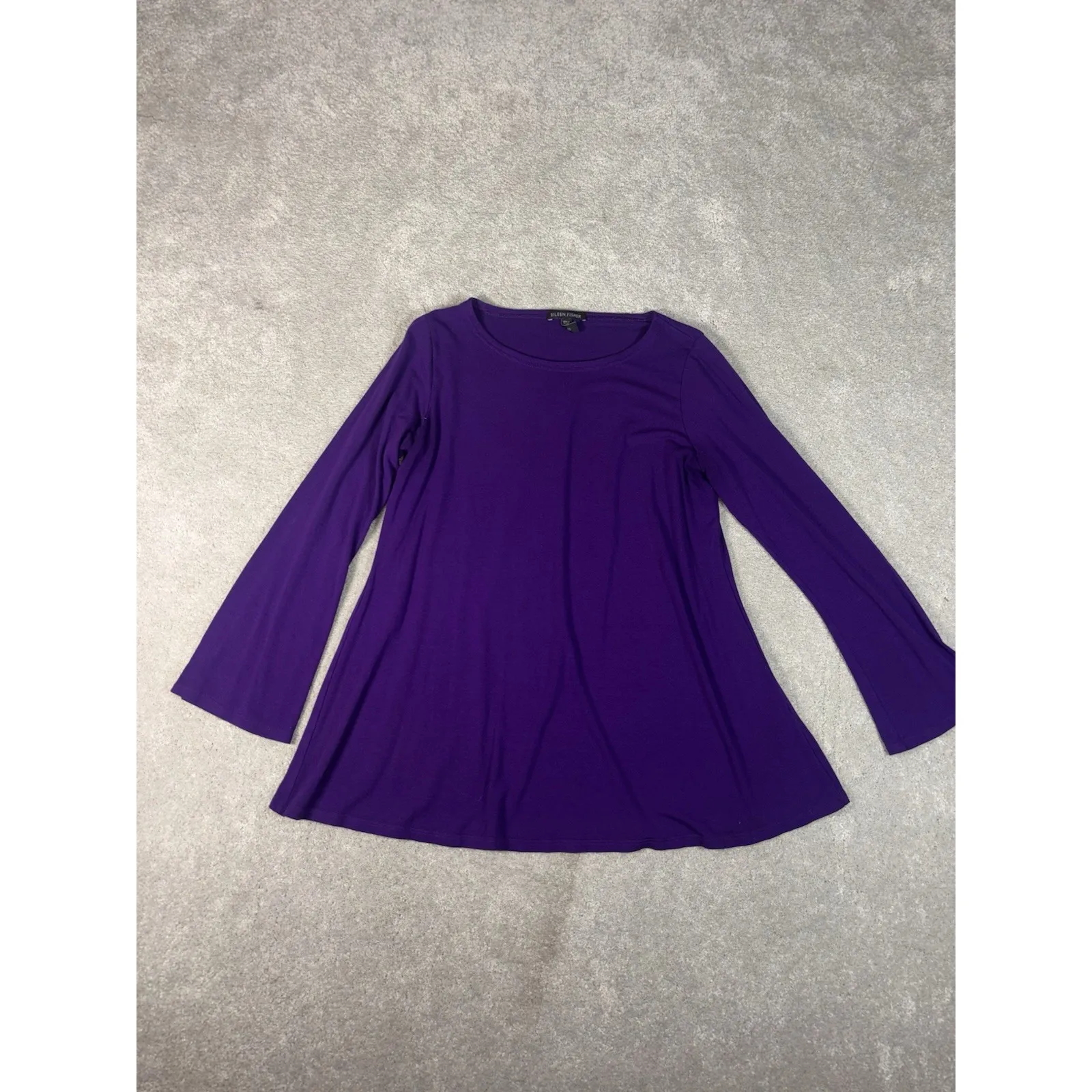eileen fisher long sleeve ballet neck‎ viscose jersey tunic top  Purple Xs - Image 3