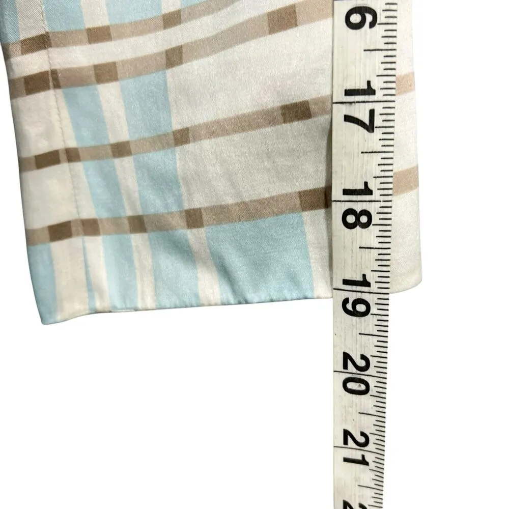 Pendleton Blazer Jacket Womens 4 Blue Tan White Plaid Open Silk Blend Preppy - Image 11