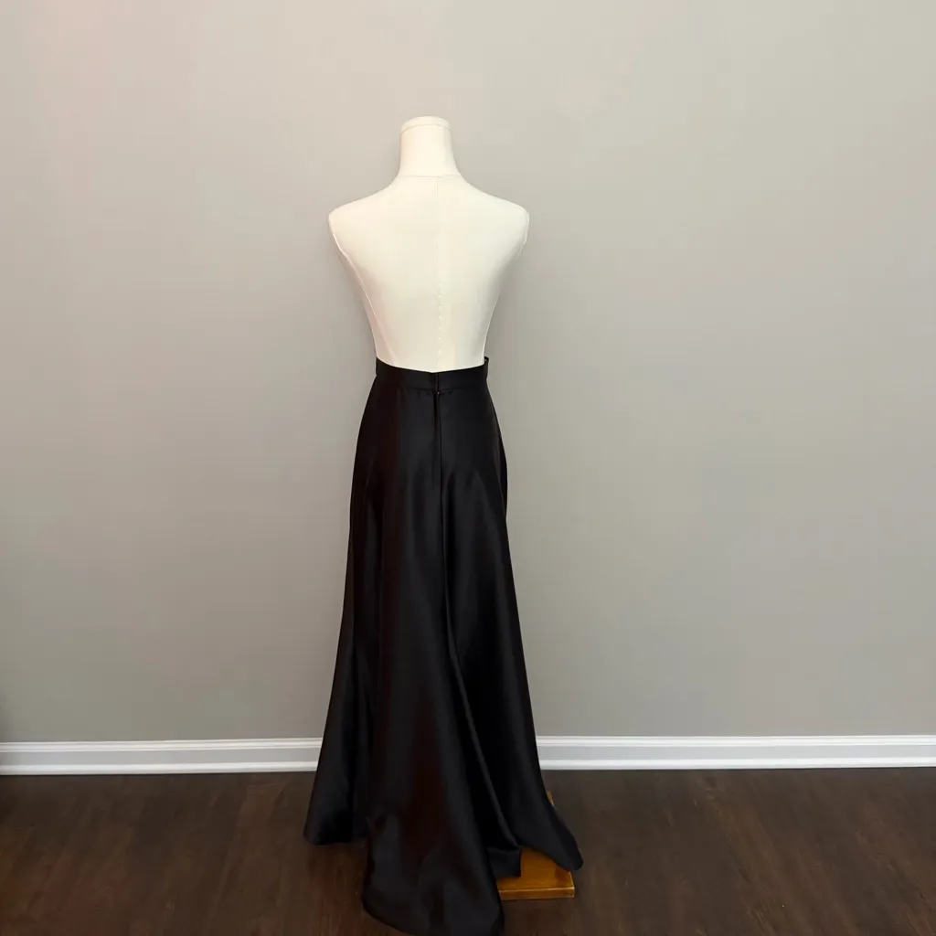 Tadashi Collection Skirt Maxi Floor Length Satin Party Formal Event Prom Black - Image 5