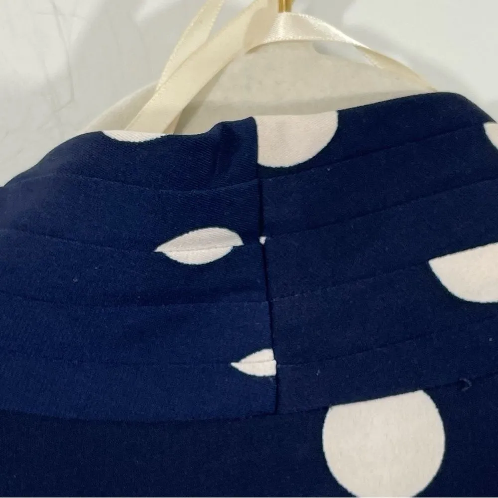 Eliza J Faux Wrap Navy Blue‎ Cream Polkadot Dress Size 6 Sleeveless - Image 7