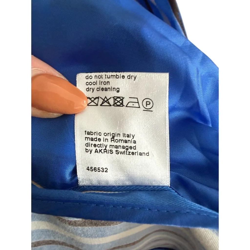 AKRIS PUNTO Blue Pinstriped Blazer Jacket Size US 8 - Image 5