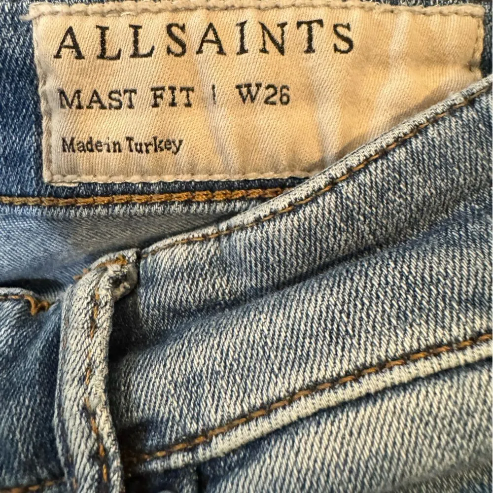All Saints  mast fit light wash jeans size 26 - Image 4