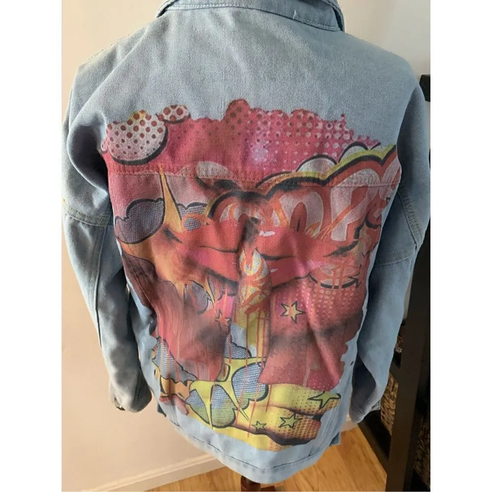 Jean jacket with print of the back size medium Blue - Image 2