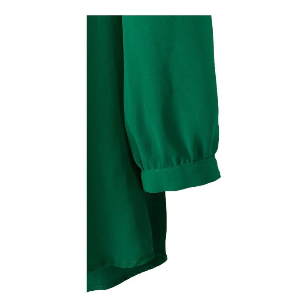 HD in Paris Women's Ruffle Neck Green Button Down Blouse Shirt Size 0 - Image 3