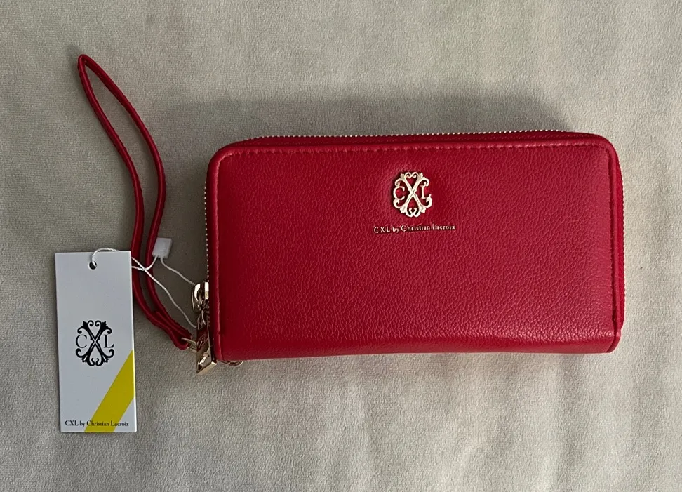 ❤️ Christian Lacroix Red Pebbled Leather Wristlet Wallet ❤️ - Image 1