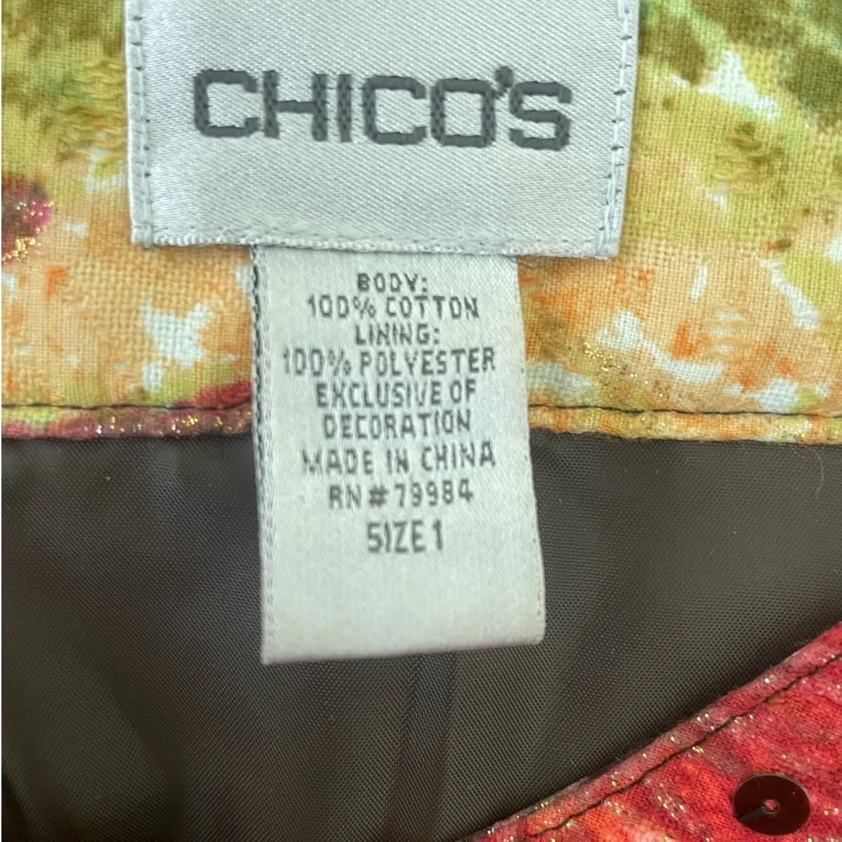 Chicos‎ Women Jacket M Colorful Tapestry Sequin Embellished Artwear Statement - Image 9