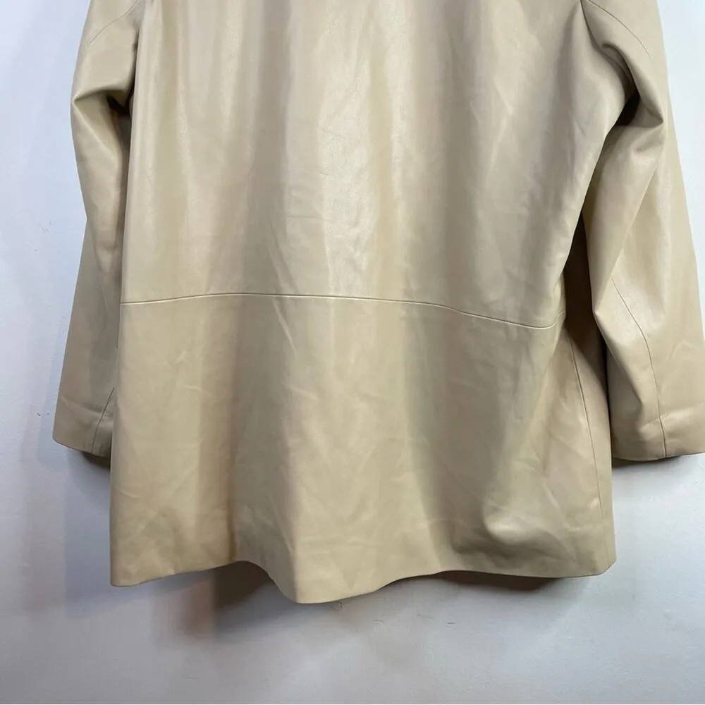 Abercrombie and Fitch Faux Vegan Leather Blazer Jacket Tan Classic womens XL new - Image 7