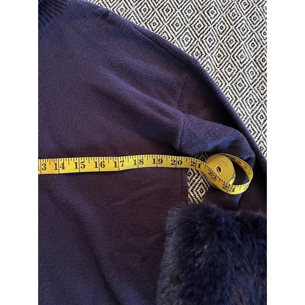 Saks Fifth Avenue Purple Faux Fur Cuff Turtleneck Sweater Small EUC - Image 7