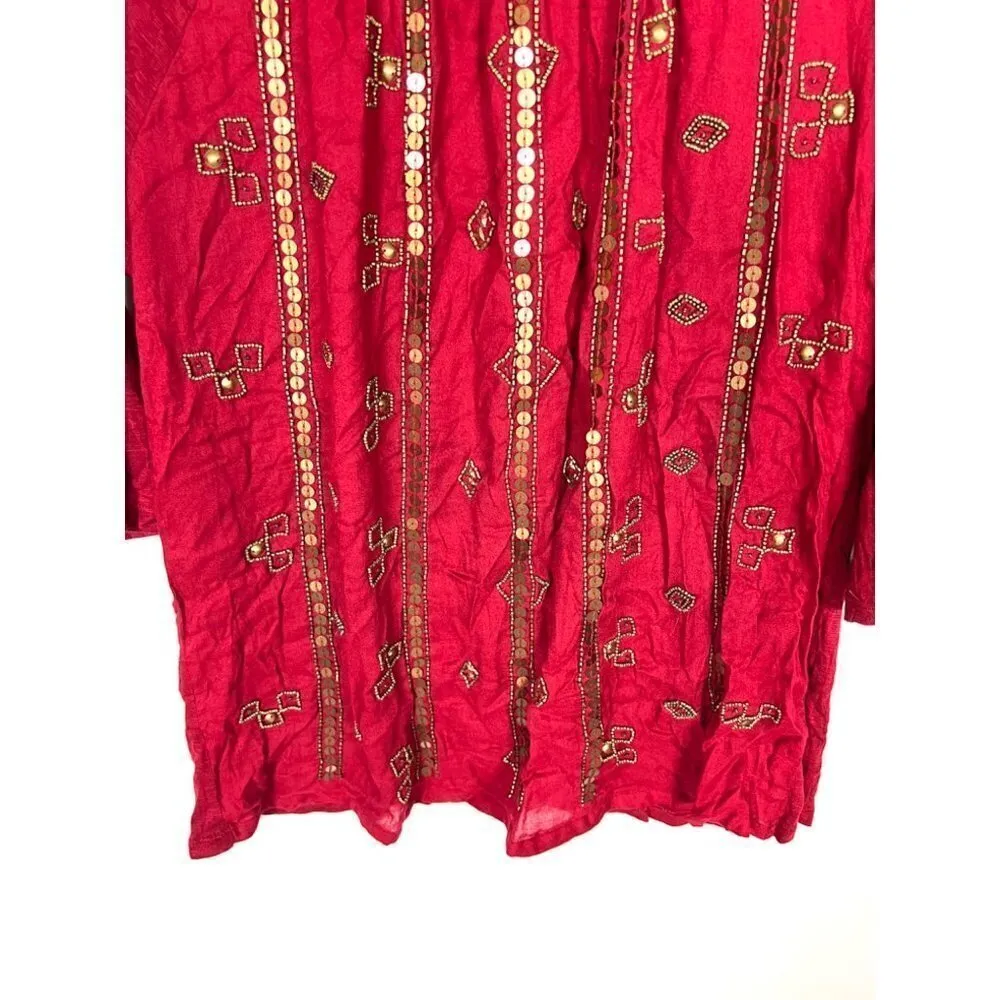 Lucky brand embellished red top‎ - Image 3