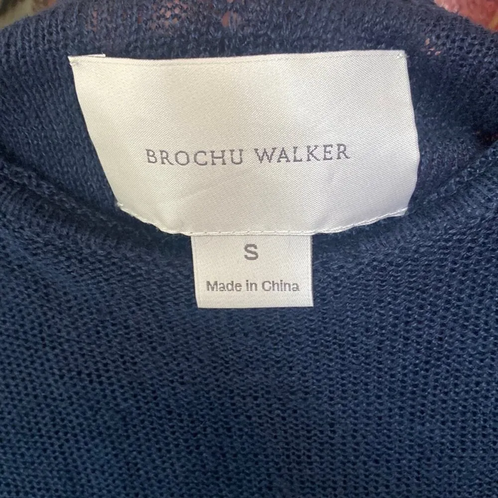 New Brochu Walker Navy Blue Knit Cotton Dress Size Small - Image 6