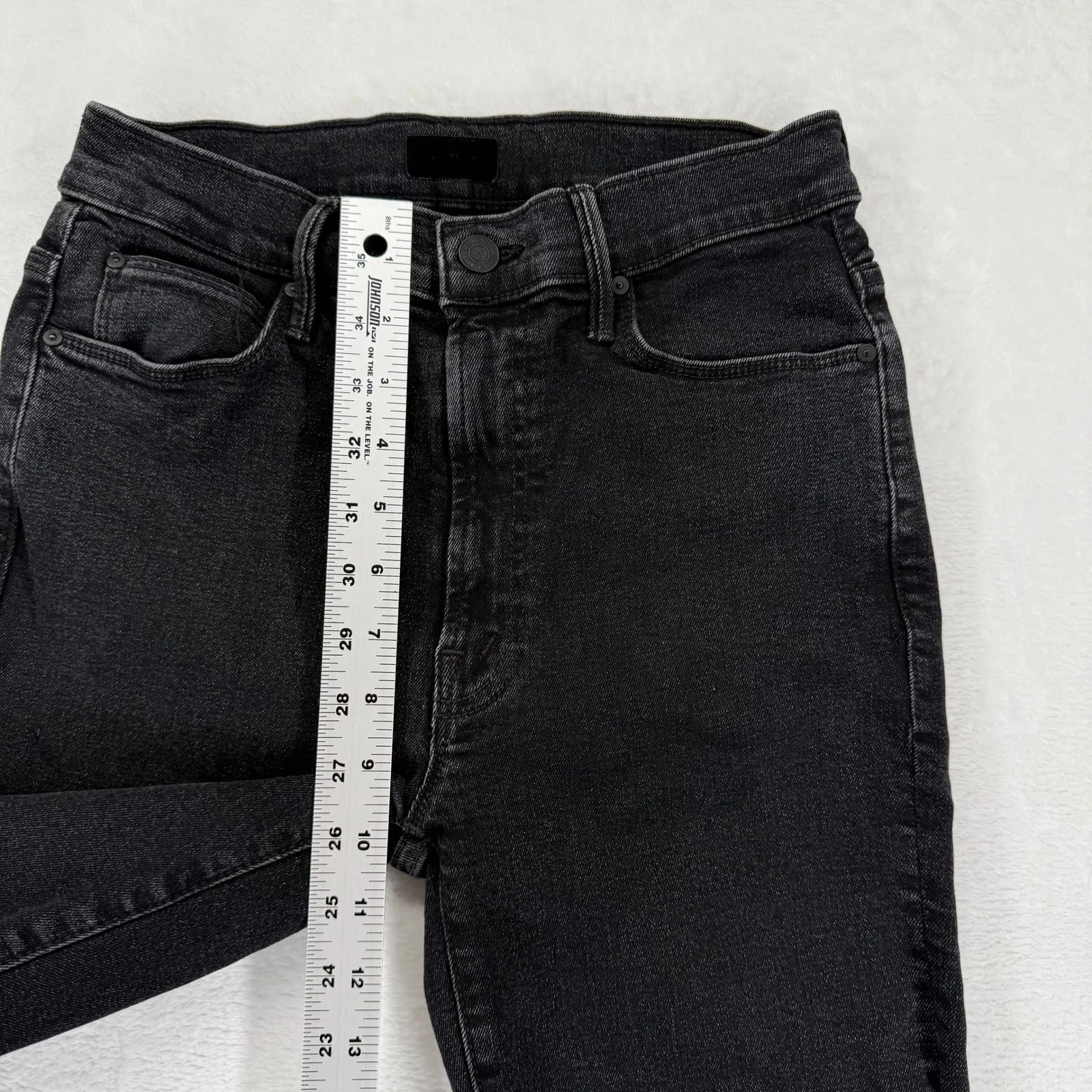 MOTHER the Stunner zip ankle step fray Denim Jeans 27 Black Studded High Rise - Image 6