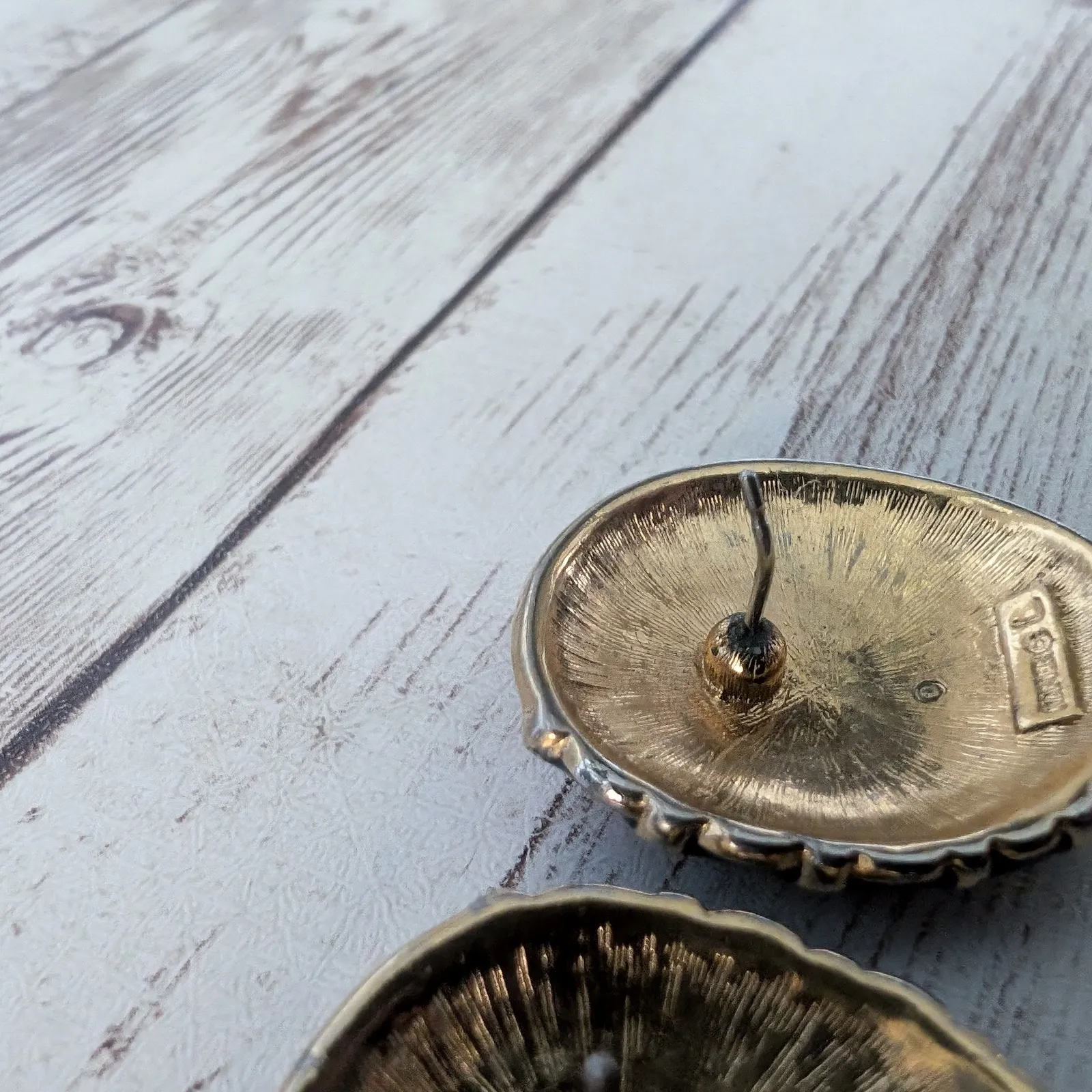 Vintage Napier Earrings For Pierced Ears Black & Gold Tone - Image 7