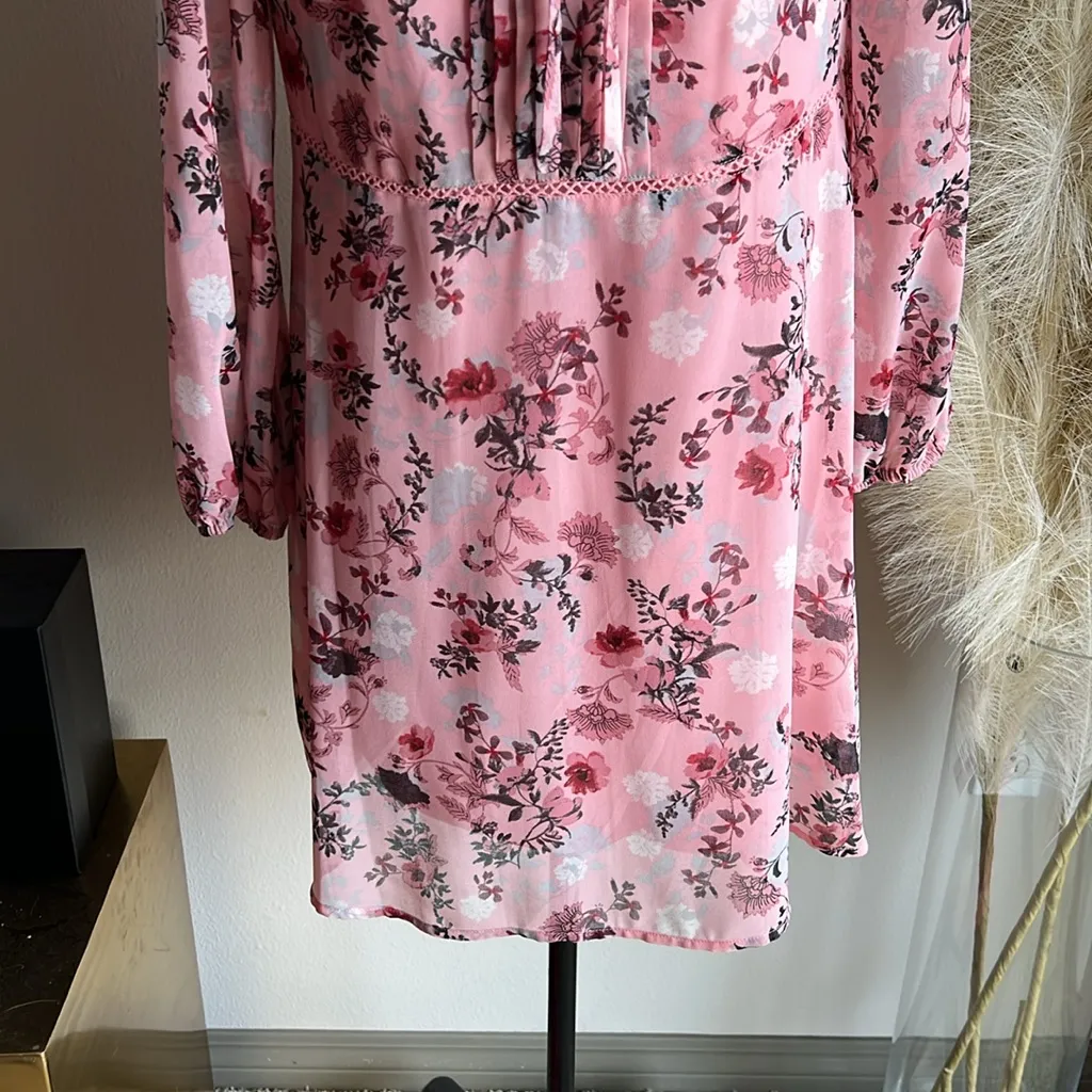 Kensie Long Sleeve Floral Pink Dress Size XS - Image 11