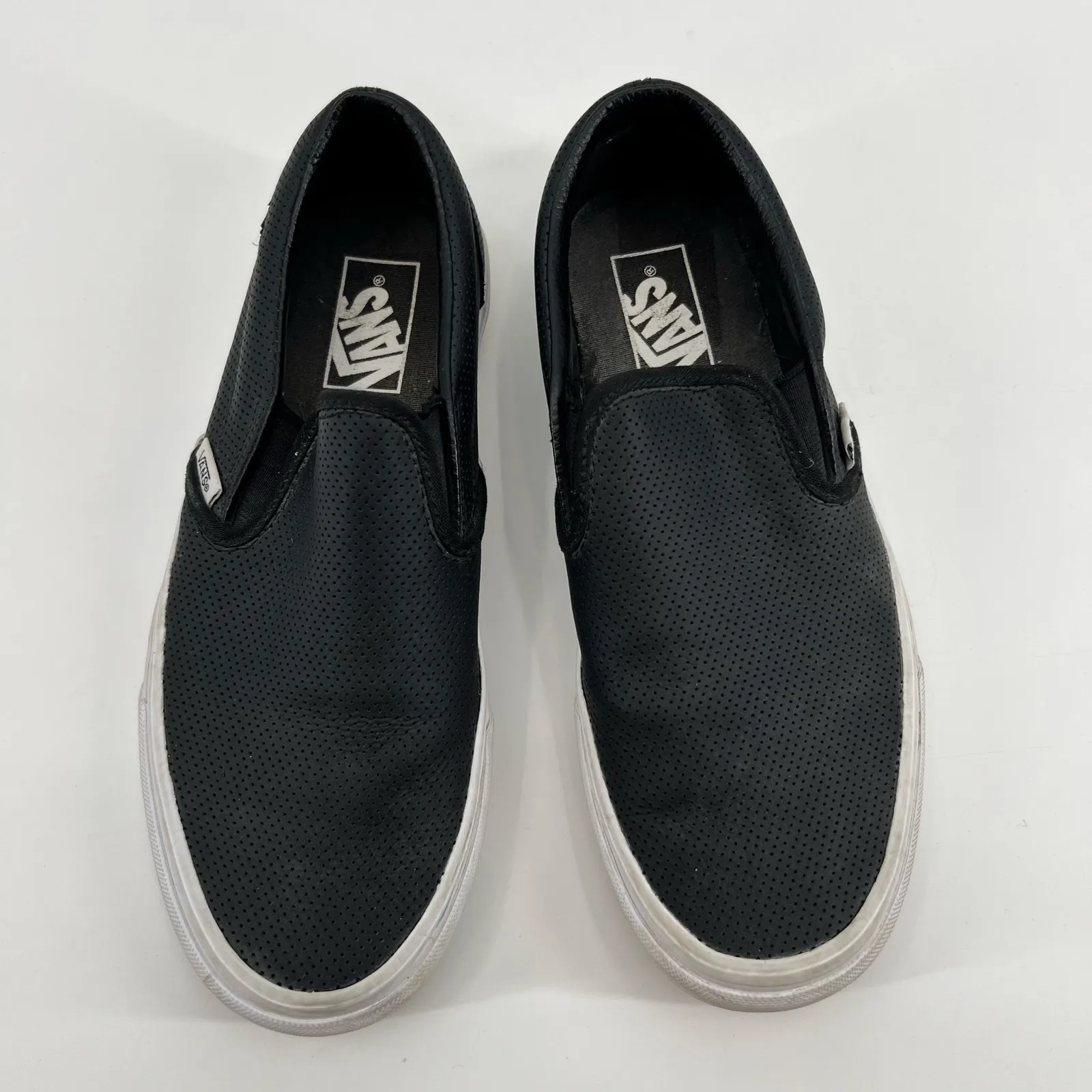 VANS Perf Leather Black Slip On Shoes, Unisex casual classic Women 8.5 Men 7 - Image 6