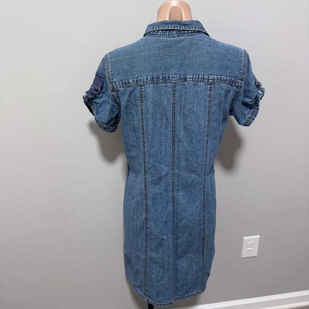 Faded Glory Vintage Walmart Women’s Denim Snap Down Dress 14 Jean - Image 4