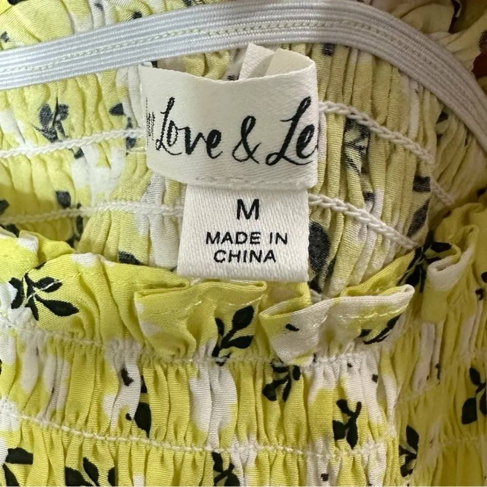 For Love & Lemons Chrysanthemum Mini Dress Lemonade Yellow Floral Medium - Image 9