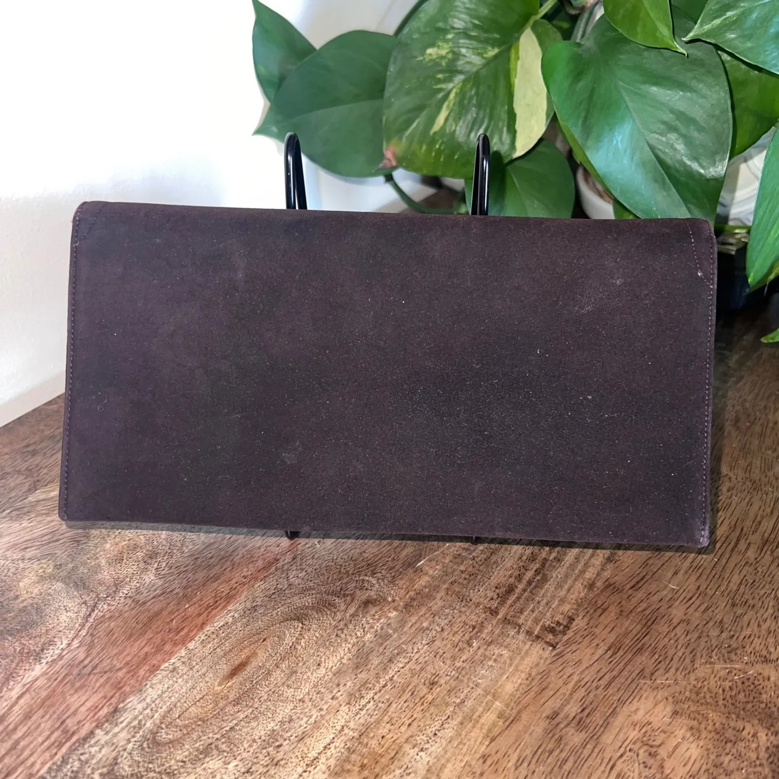 Dominic Romano Suede Clutch Bag Evening Purse Party Elegant Brown - Image 2