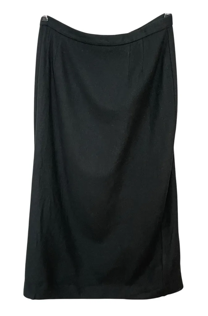 Vintage Isaac Hazan Wool Skirt Black Midi Lined Size 16 Women Back Vent Office - Image 1