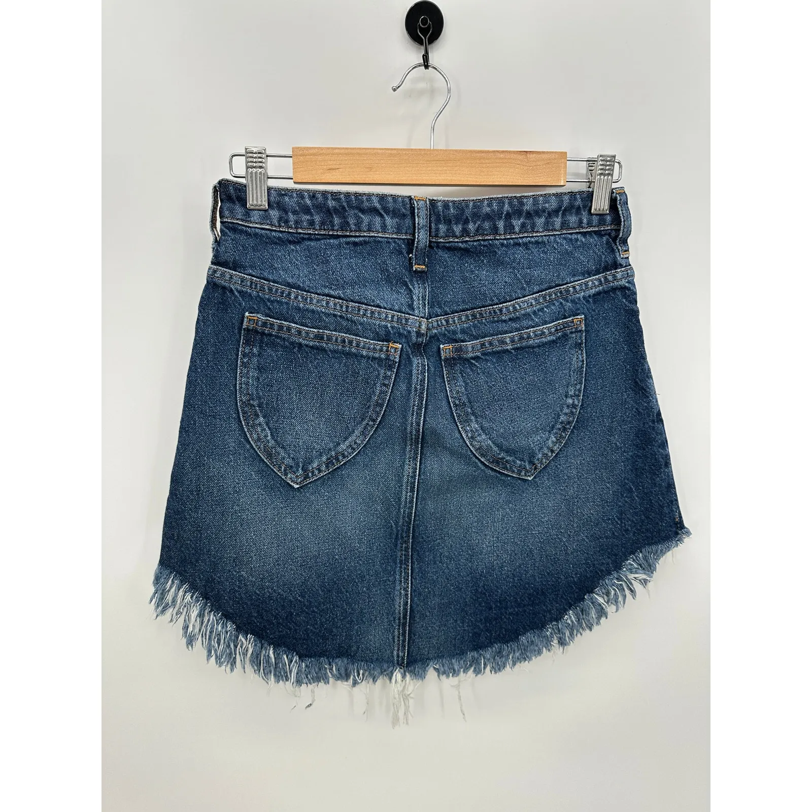 We The Free Free People Denim Skirt Women 26 Raw Hem Festival Concert Boho - Image 2