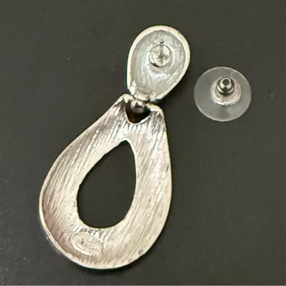 GIVENCHY Signed Silver-tone Doorknocker Statement Earrings 13g. - Image 8