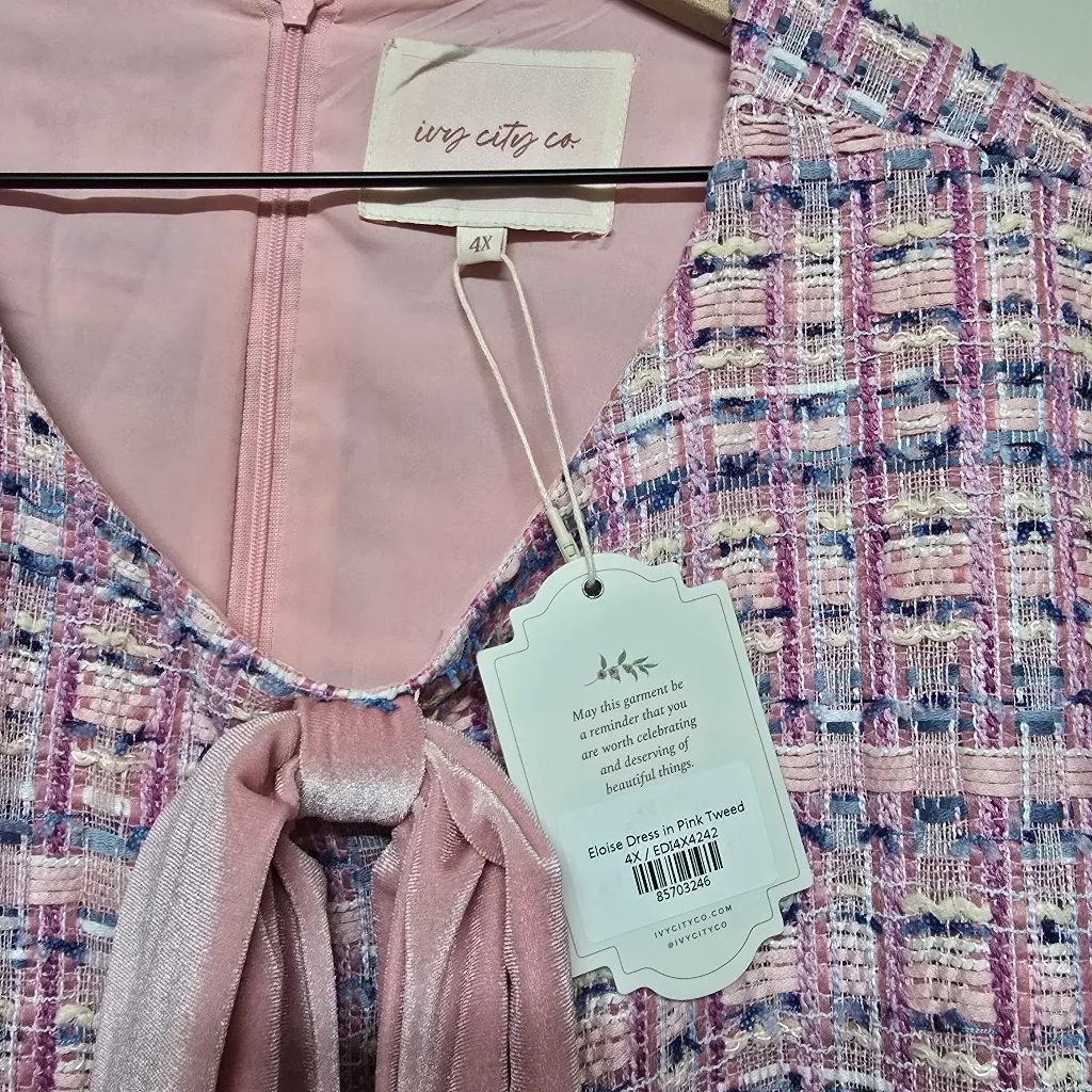 Ivy City Co Eloise‎ Pink Tweed Dress sz 4X NWT Office Business - Image 5
