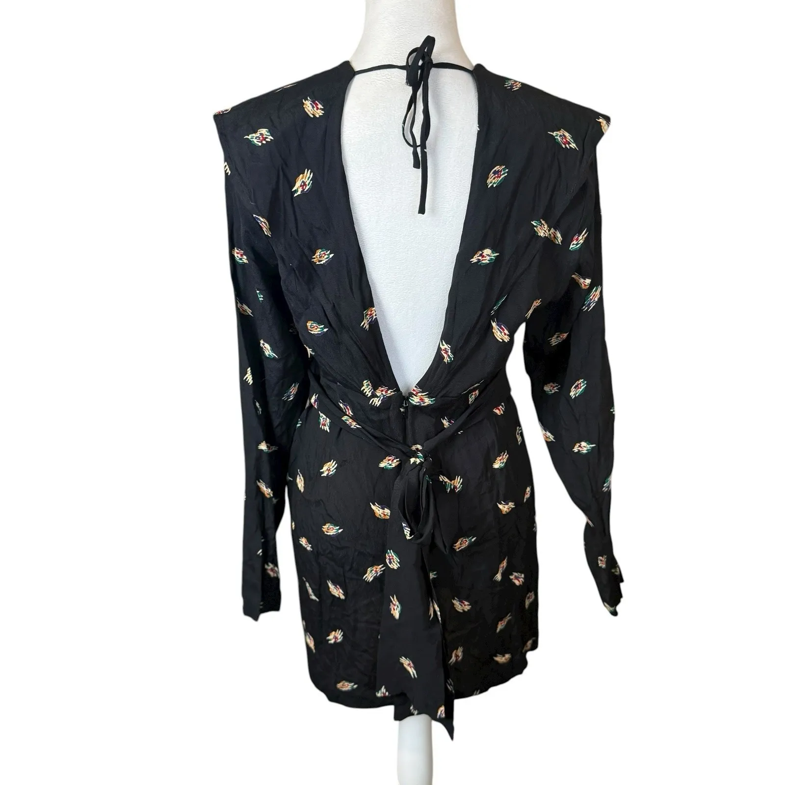 Rotate Birger Christensen Wanda Printed Black Mini Dress Size 6 Party Cocktail - Image 8