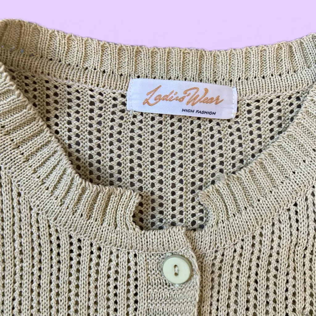 Vintage Soft Yellow Green knitted Fishing vest with buttons 🔥 Size L - Image 3