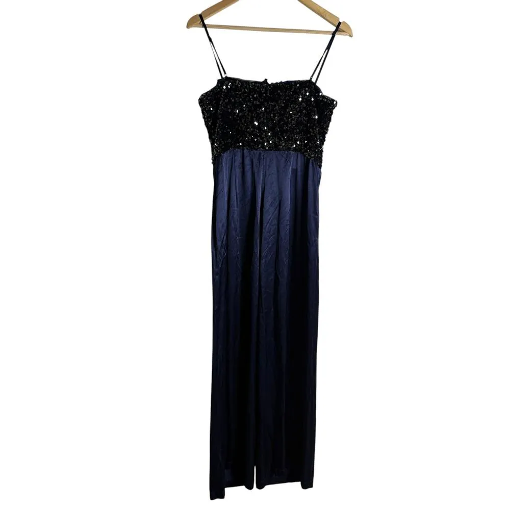Badgley Mischka Rose Sequin Embellished Satin Wide Leg Cocktail Jumpsuit Size 10 - Image 12