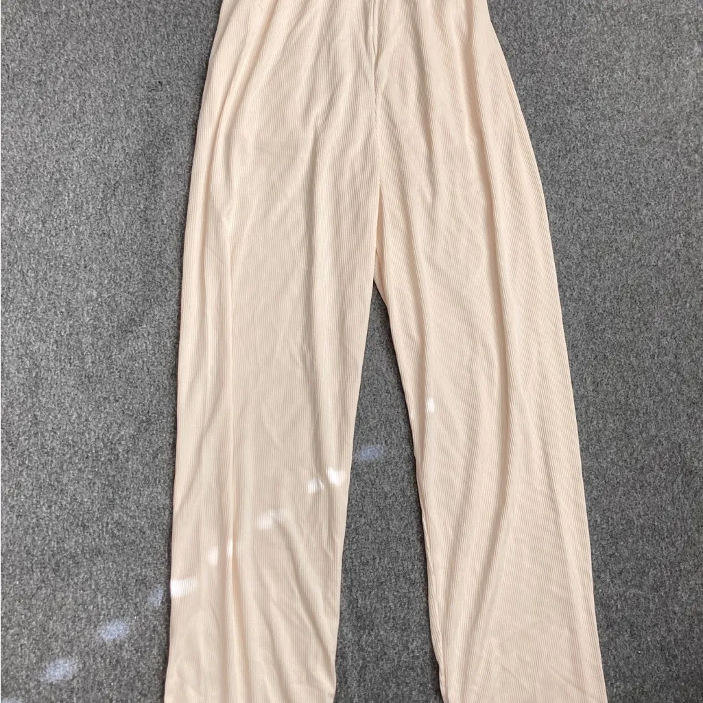 Pants Women Spring Solid Simple High Waist Drawstring‎ New White size S new - Image 5