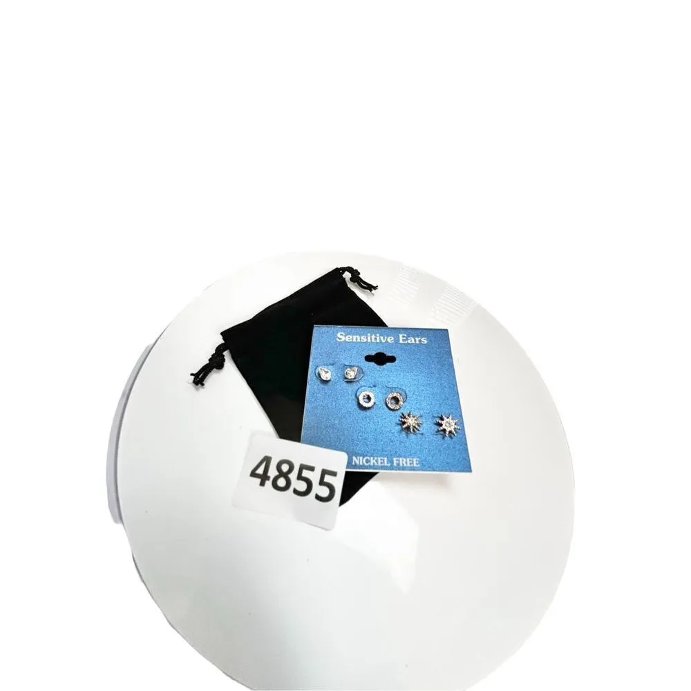 Nickle free sensitive ears set of 3 stud earrings set NWT Blue - Image 6