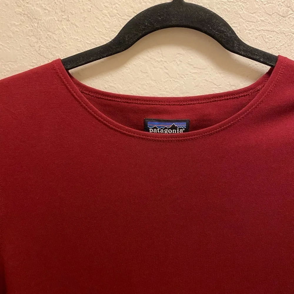 Patagonia Burgundy Short Sleeve Mini Shift Dress Size Large - Image 2